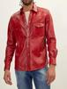 Red Stylish Formal Men Genuine Original Leather Lambskin Shirt Handmade Casual Classic
