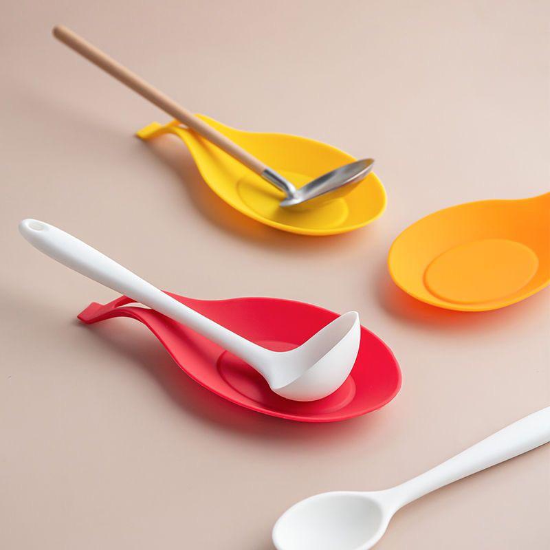 Силиконовый поднос для кухонной утвари, кухонная лопатка, суповая ложка, силиконовая подставка для ложек, бытовая толстая термоизолированная силиконовая подкладка для ложек