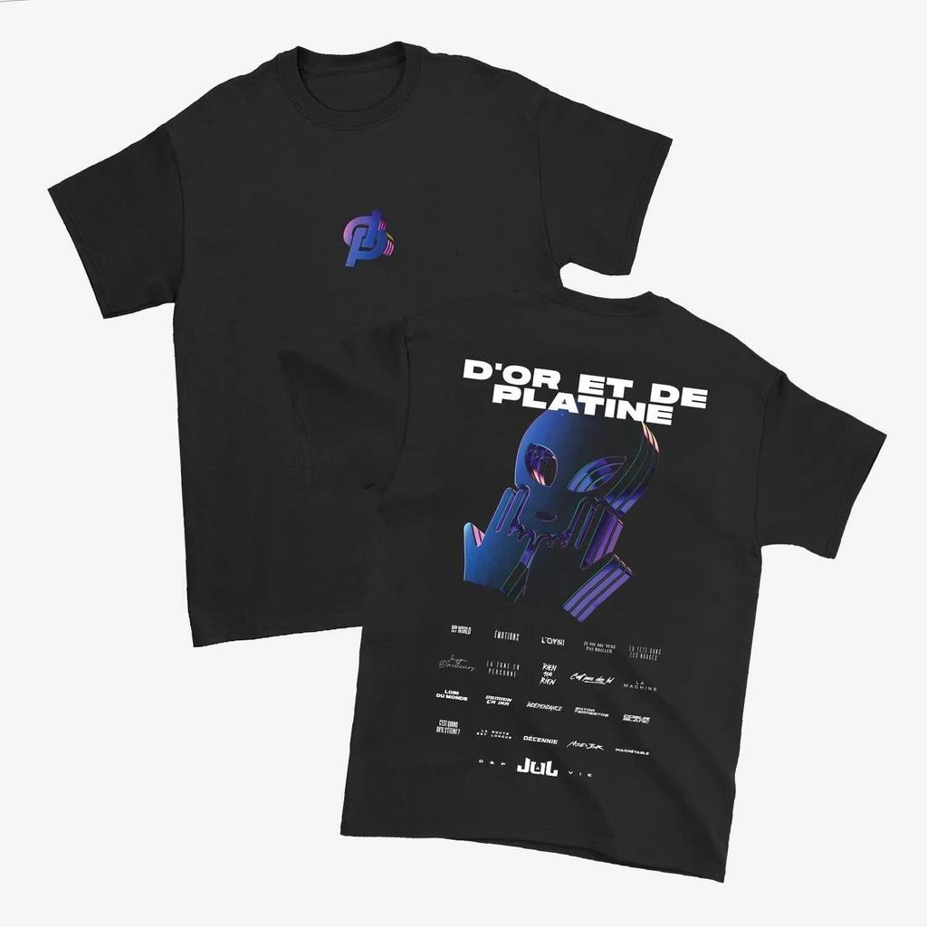 French Rapper JUL D'Or Et De Platine Printed T-shirt Men and Women Summer Cotton Y2K Clothing Hip-hop Fashion Short Sleeved Tops