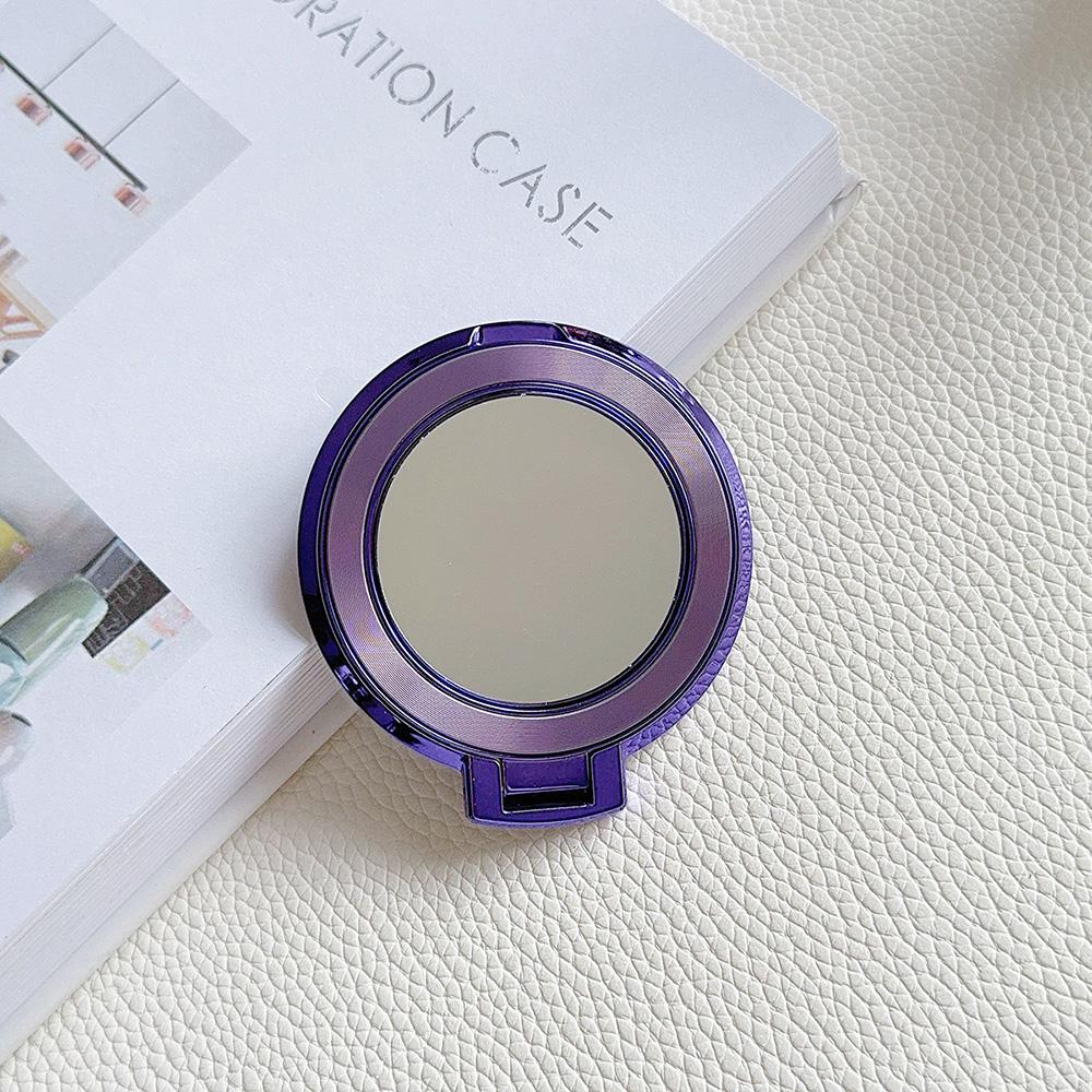 Магнитный держатель для мобильного телефона с гальваническим покрытием цвета конфет, складной, с защитой от падения, с металлическим кольцом, пряжкой, липкой наклейкой на заднюю панель, зеркальцем для макияжа