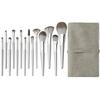 YINAN Studio Makeup Brush Set with Elegant Leather Popular Silver 14-Piece Soft, Pouch,