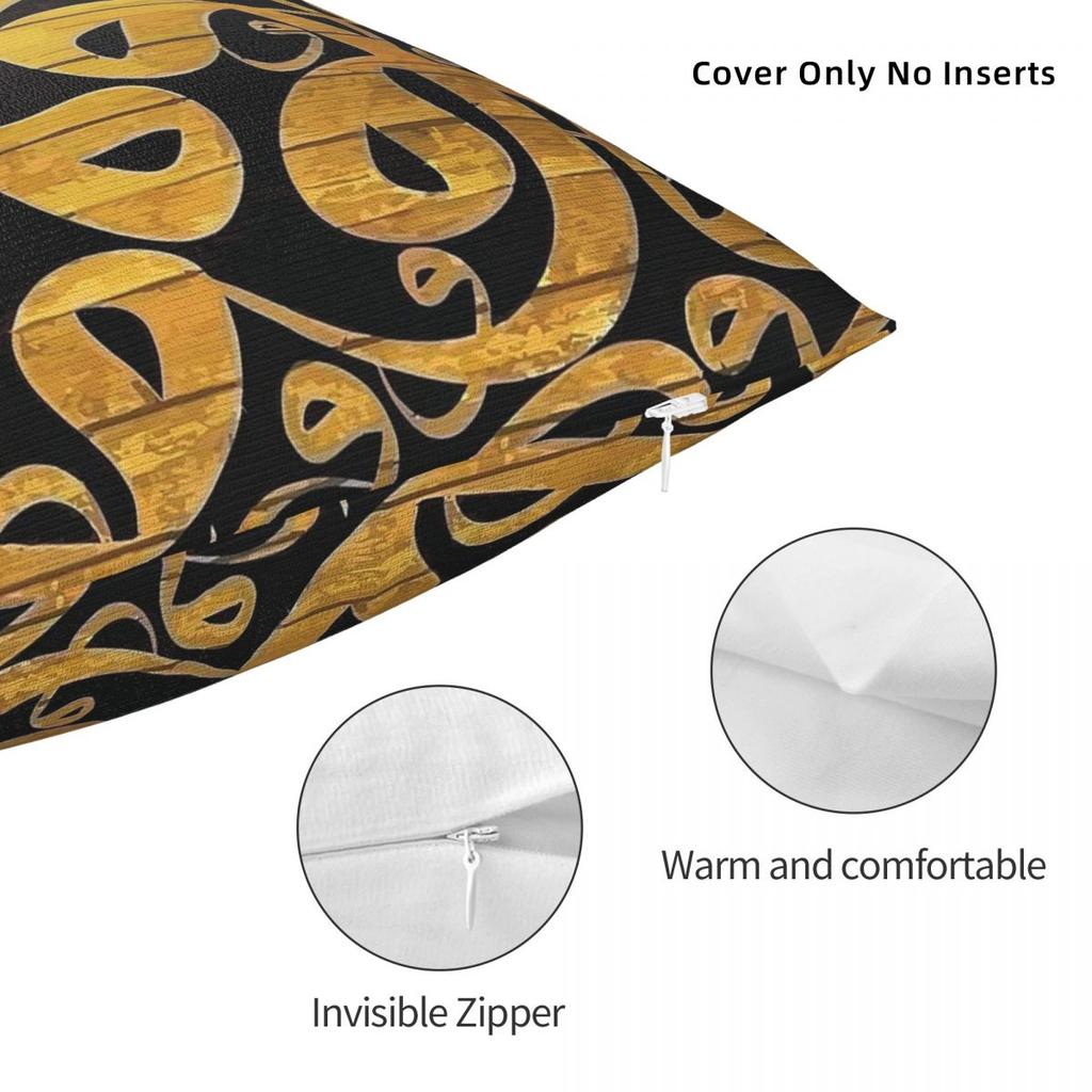 Arabic Calligraphy Art Square Pillowcase Polyester Linen Velvet Pattern Zip Decorative Car Cushion Cover