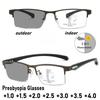 Men'S Business Progressive Multifocal Presbyopia Glasses Photochromic Reading Glasses High Definition Anti-Blue Light Glasses