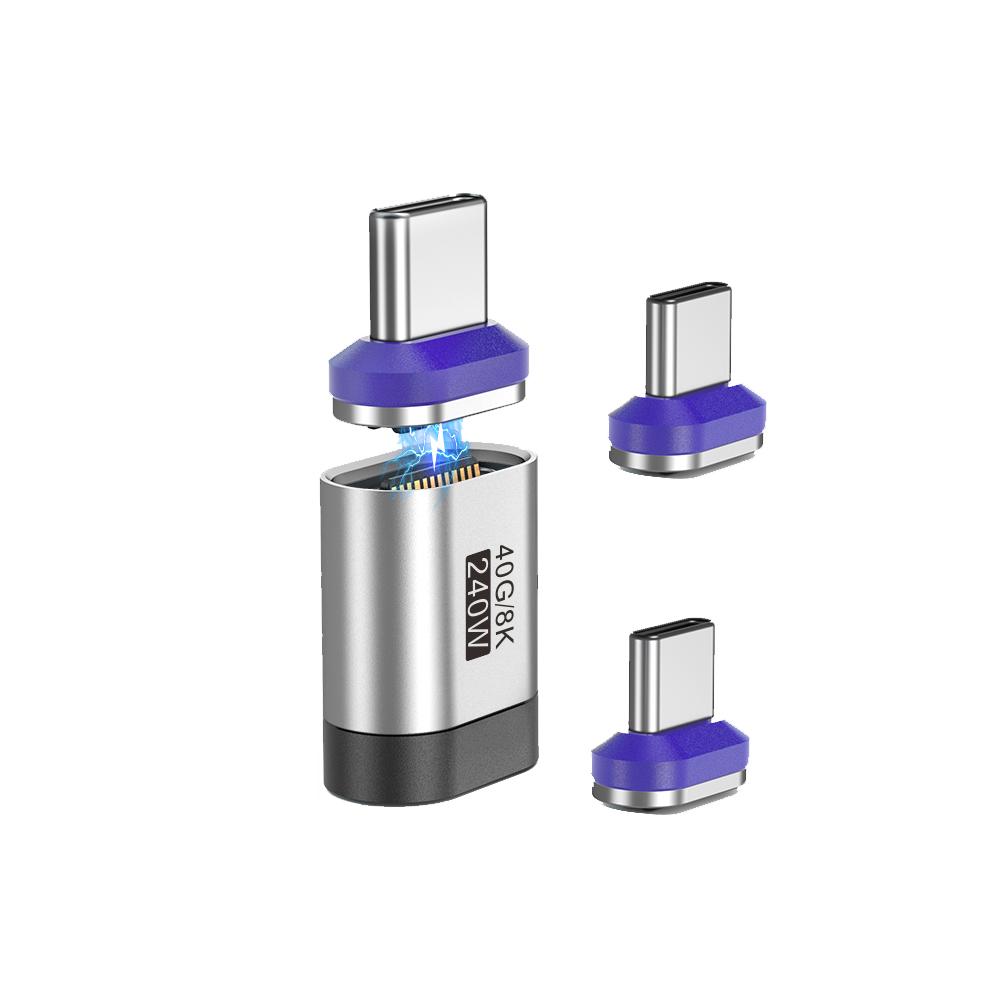 240W USB-C to USB-C Magnetic Adapter USB4.0 24Pin Thunderbolt 4 Fast Charge Magnet Converter Cable 8K60Hz Type-C OTG Adapter 3