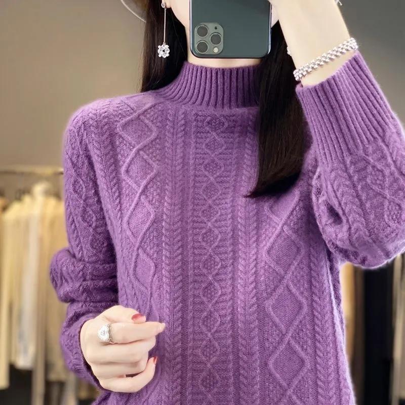 Women Jumper Autumn Winter Sweater Thick Merino Wool Turtleneck Casual Cashmere Knitwaer Pullover Korean Fashion Tops