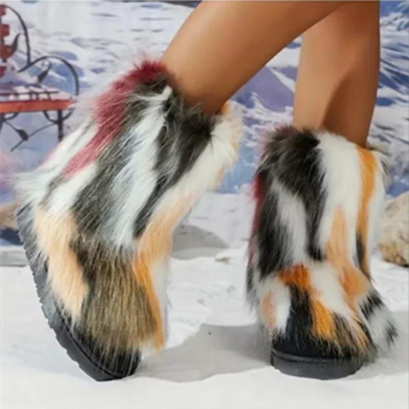 Fashion Plush Long Boots Women's Winter New European American Fashion Wild Man Plush Comfortable Snow Boots Outdoor Casual Shoes