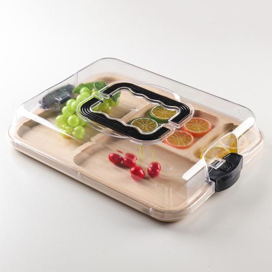 Wooden Bento Box with Lid & Handle Multi-Compartment Lunch Container for Snacks And Entertaining Portable Leak-Proof Charcuterie Board for Meal Prep