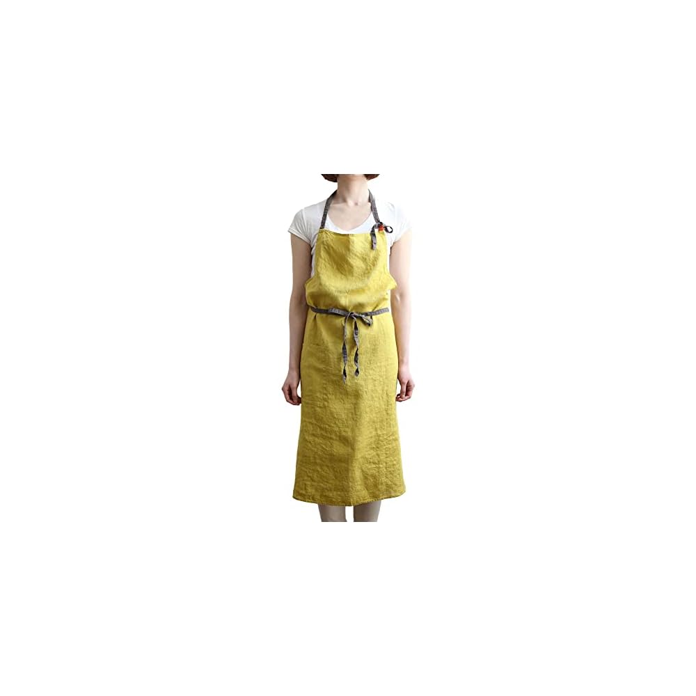 Lino e Lina Manon A218 Mimosa Full Apron - Women's & Men's Kitchen Apron - Plain Linen - Simple