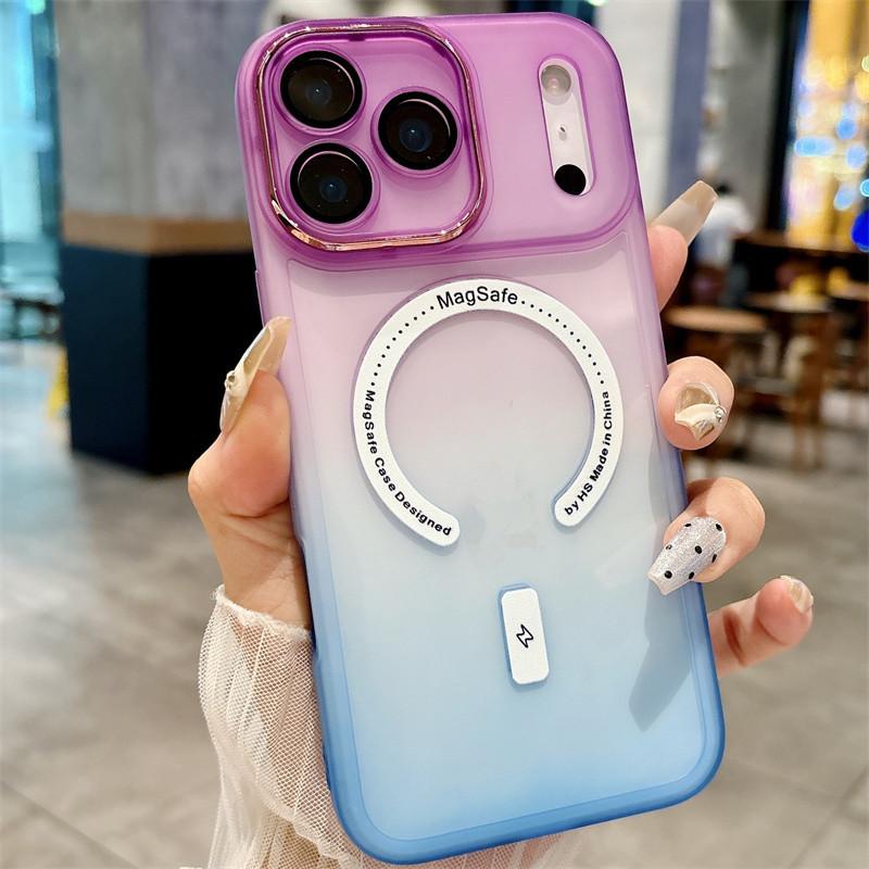 Магнитный чехол с градиентом и двумя цветами для iPhone 17 Pro Max - Совместим с моделями Apple 17/16, силиконовыми 15/14 и трансграничными 13