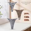 Leopard Print Low-Waist Seamless Thong - Women's Ice Silk Bikini Panties