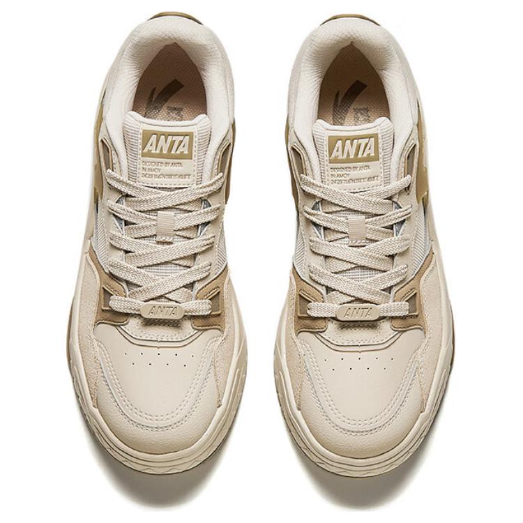 Anta Slip Resistant Abrasion Resistant Low top Skateboard Shoes Men's White Gray Brown 112428054-3