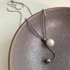 Minimalist Women's Pearl Necklace, S925 Sterling Silver, Adjustable Long Sweater Chain
