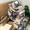 180*135cm Summer Silk Scarf Women Outdoor Shawl Bandanna Foulard Female Beach Fashion Luxury Oversized Shawl Head Hijab Wrap