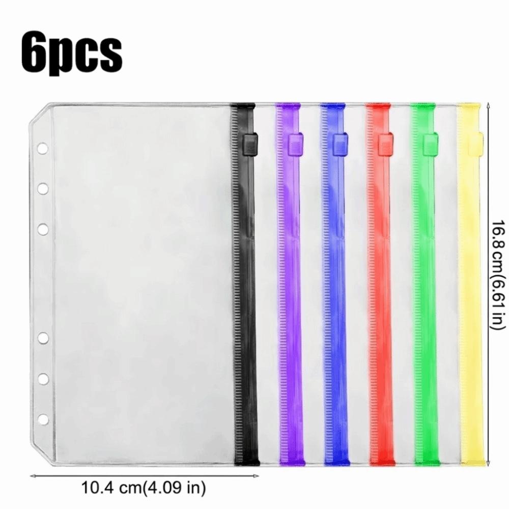 6PCS/Set Transparent A6 Binder Pockets Waterproof Planner Pockets Journal Supplies