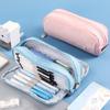Large-Capacity 3D Pencil Case, Dirt-Resistant, Double-Window Stationery Bag In Student Macaron Colors
