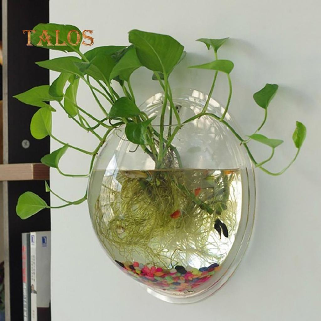 Creative Wall Mounted Clear Acrylic Round Fish Tank Flower Pot Vase Home Decor Decoration