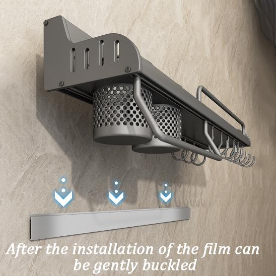 Кухонная полка для хранения без перфорации, многофункциональный бытовой крючок, настенные подвесные палочки для приправ, полка для ножей, принадлежности, подвесная стойка