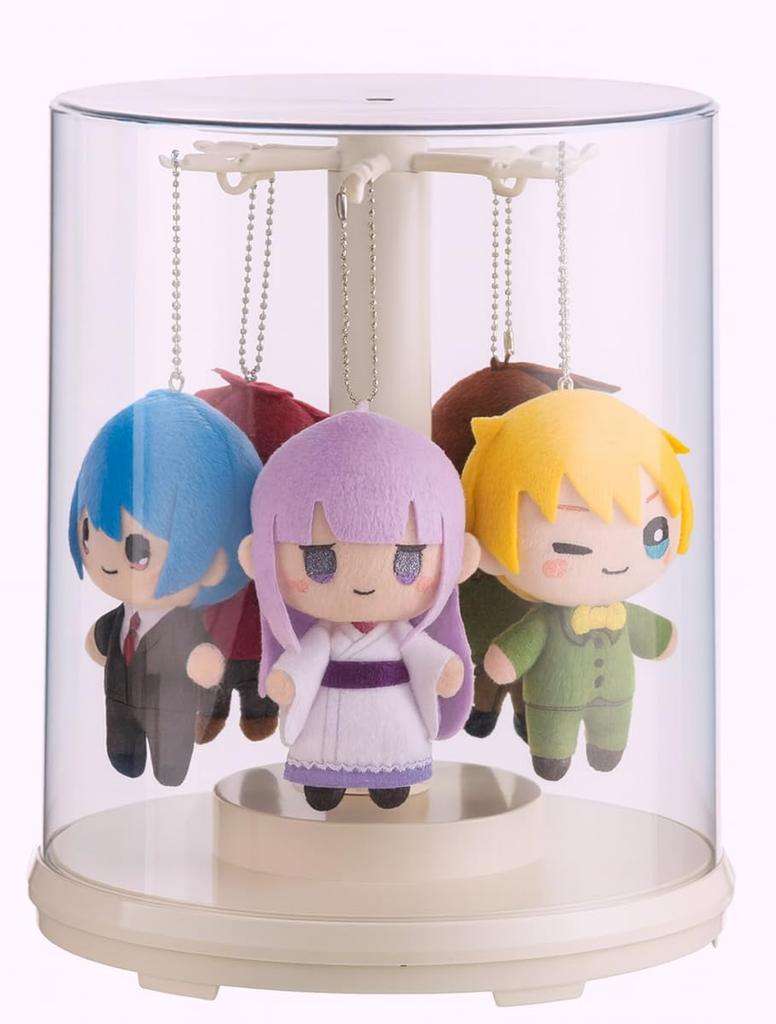 Clear Rotating Plush Toy Case, Figure/Doll Display Case, Clear Storage Case for Keychains, Plushies, Acrylic Stands, and Collections (Off-White)