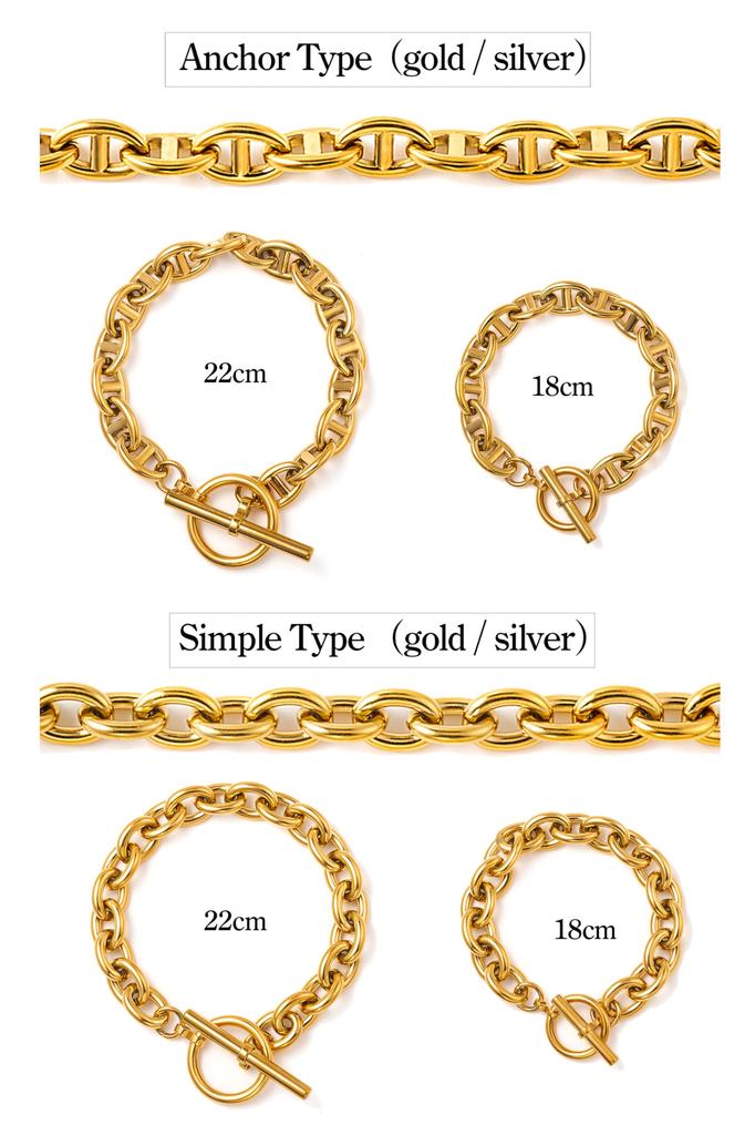 Браслет Якорь Цепь Камин Каминный Браслет Бренд Цепь Нержавеющая сталь Браслет Цепь Цепь Якорь Простой Серебряный Окружность [Cisst
