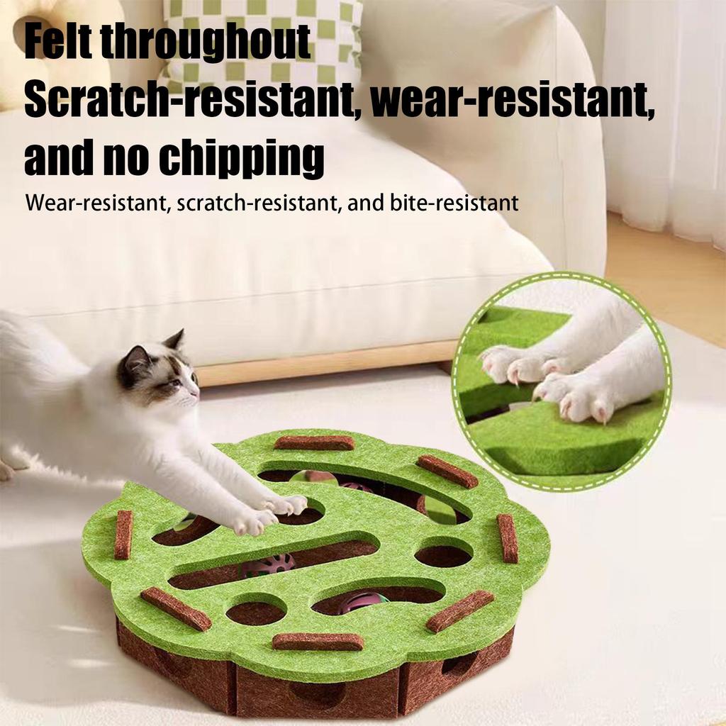 Cat Puzzle Toy Stimulating Cat Toys Puzzle Scratcher Felt Pet Supplies with Bell Kitten Accessories Maze Game for Enrichment