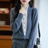 Australian Wool Color Block Two-Piece Cardigan Pullover for Women