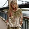 Women's Vintage Bohemian Floral Hoodie Casual Long Sleeve Hooded Sweatshirt with Pocket Oversized Flower Art Print Pullover Tops