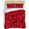 Red Rose Flower Plant White Duvet Cover Bed Bedding Set Home Textile Quilt Cover Pillowcases Bedroom Double Bedding Set No Sheet