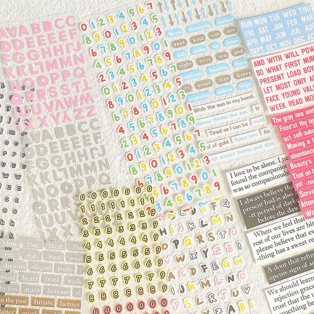 15sheet/set Chic Sweet Number Letter Scrapbook Journal Sticker for Student Creative Fashion DIY Decor Photocard Sticker