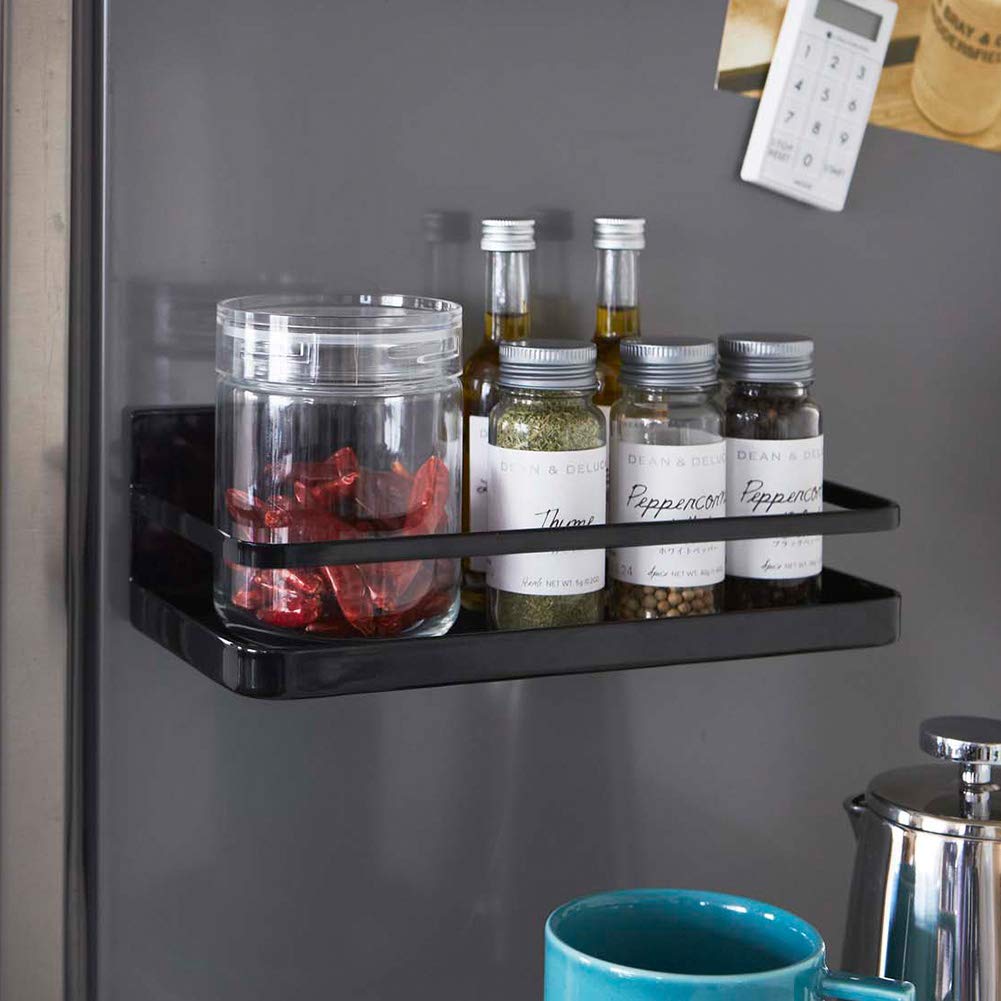 Yamazaki Jitsugyo Магнитная полка для специй Черная x Г11 x Tower Полка для приправ Кухонное хранение 2523 Прибл.. Ш24,5 В8,5 см