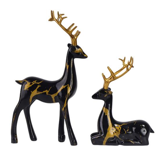 2 шт. смоляного украшения оленя, стоящего оленя и лежащего оленя, скульптура настольная фигурка оленя для
