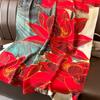 New Lijin Forging Silk Scarf Red Moonflower Printing Shawl Spring and Autumn Female Simulation Silk Scarf Versatile