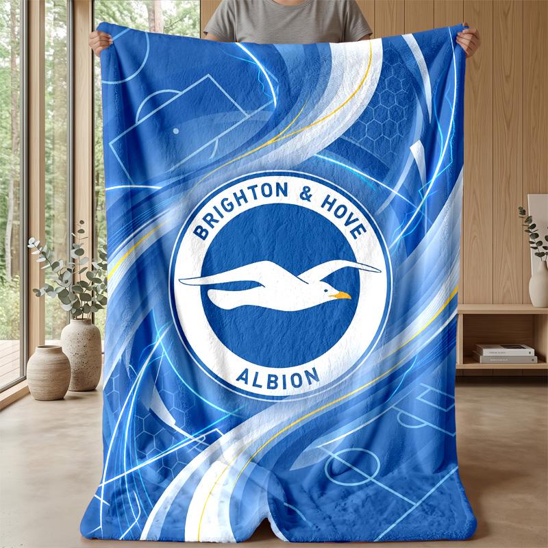 Brighton & Hove Albion Football Print Flannel Blanket, Soft Warm Lightweight Throw Blanket for Sofa Bed Camping