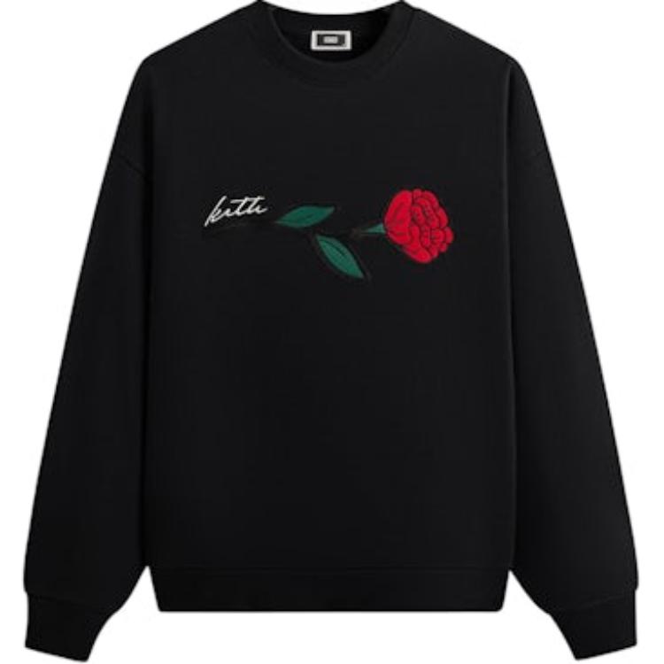 Kith Signature Rose Crewneck Black Men Tops KHM033164-001
