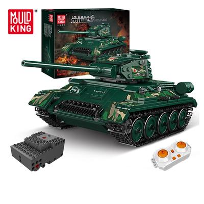 MOULD KING 20015 T-34 Модель танка, набор игрушек, военный автомобиль, пульт дистанционного управления, электрический строительный блок, вентилятор и детские игрушки 8+(800 штук)