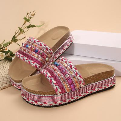 Мода 2025 Мода Женские Шлепанцы Летние Пляжные Платформенные Тапочки Повседневные Уличные Сандалии на Танкетке Летняя Женская Обувь