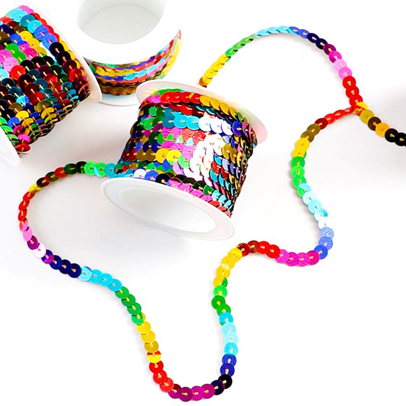 1 рулон ленты с пайетками для украшения платья, красочные украшения из пайеток, повязка на голову, 5 м, аксессуары для ткани ручной работы, катушка с отделкой