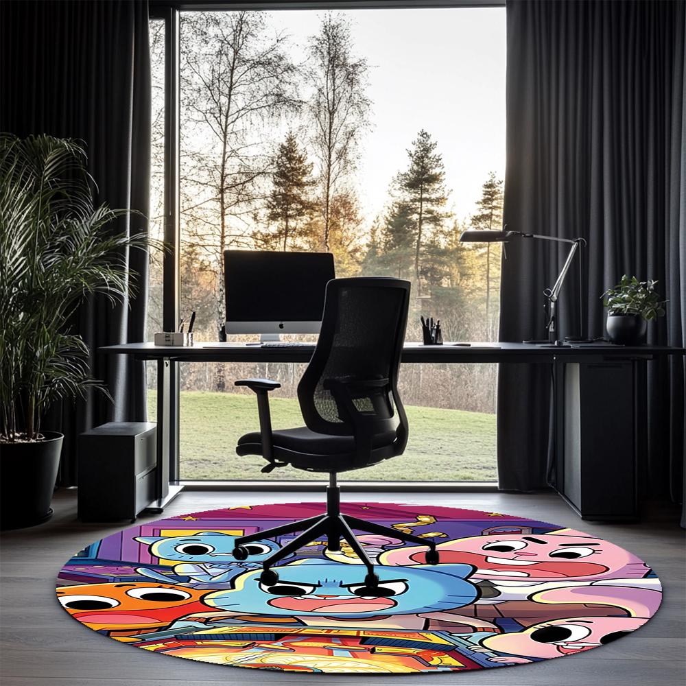 The Amazing World of Gumball Printed Round Rug Carpet Chair Rug Area Rug Entryway Doormats,for Office Chair Living Room Bedroom Kitchen Room.
