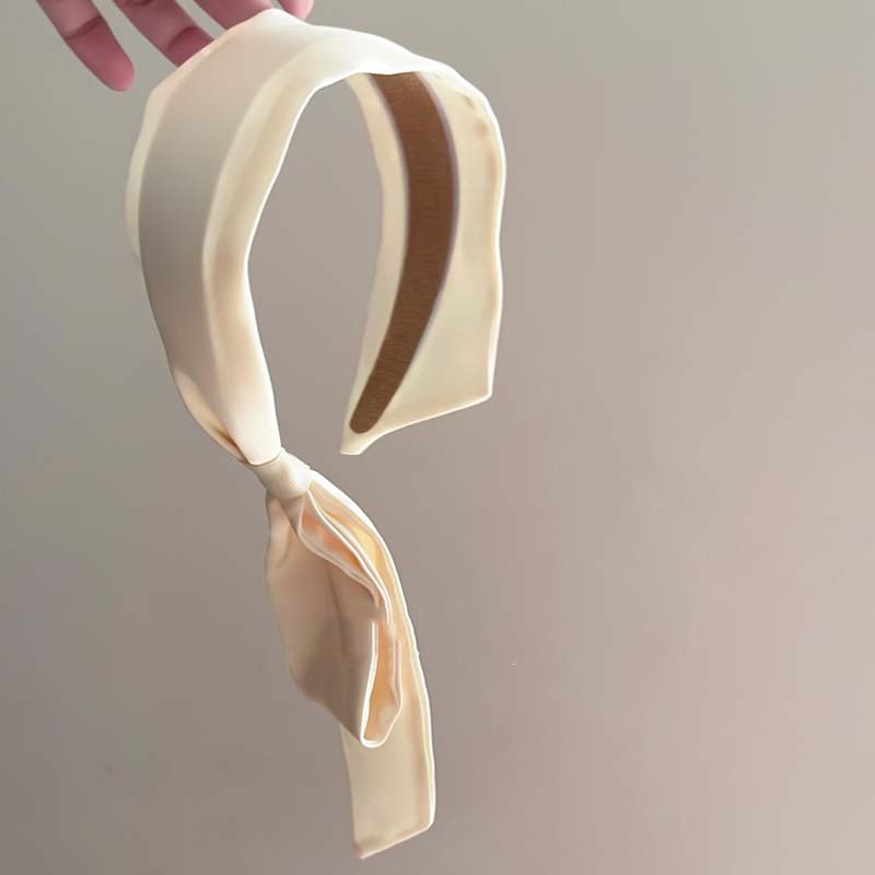 Винтажные ленточные банты, резинки для волос для женщин, девушек, элегантные однотонные банты, темпераментные широкие обручи для волос, аксессуары для головных уборов