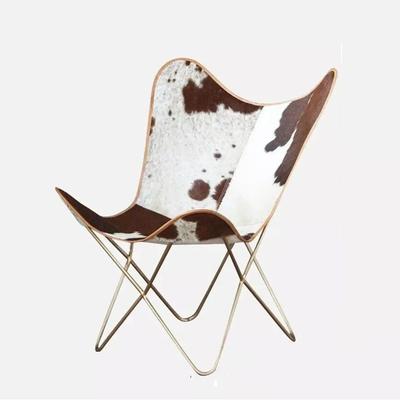 Кресло-бабочка из коровьей кожи ручной работы, кресло-акцент для дома и сада
