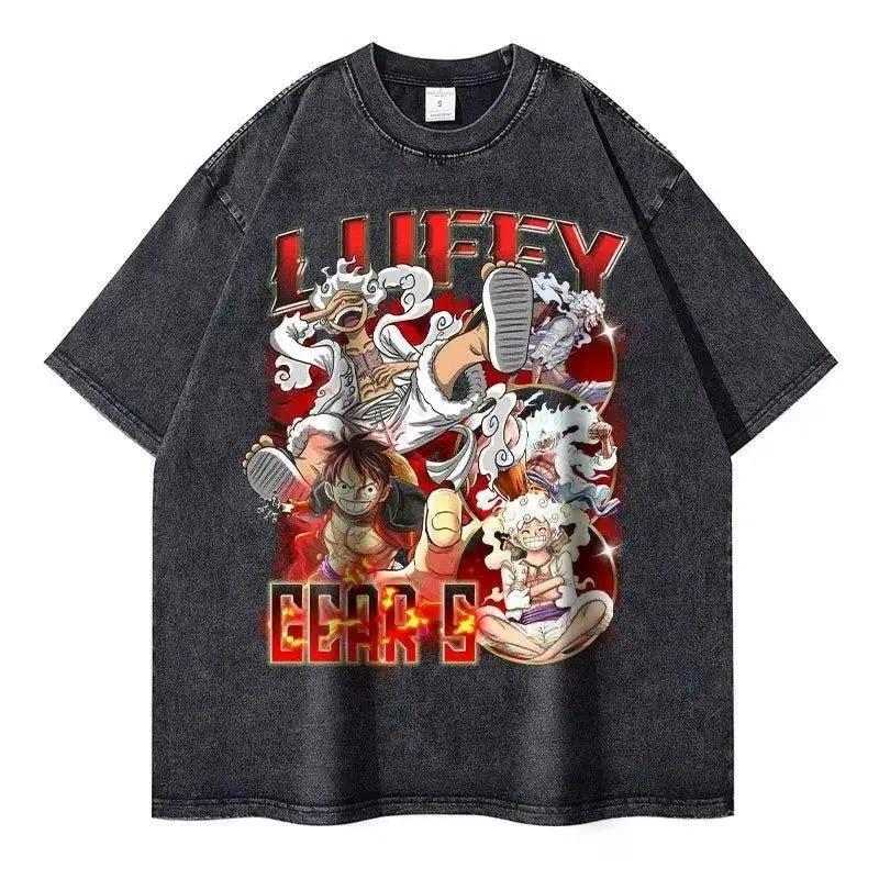 2026 One Piece Luffy 2026 New Hot Summer Graphic T Shirt Men Vintage Wash Streetwear Women Tee Summer Casual Tops Harajuku Y2k