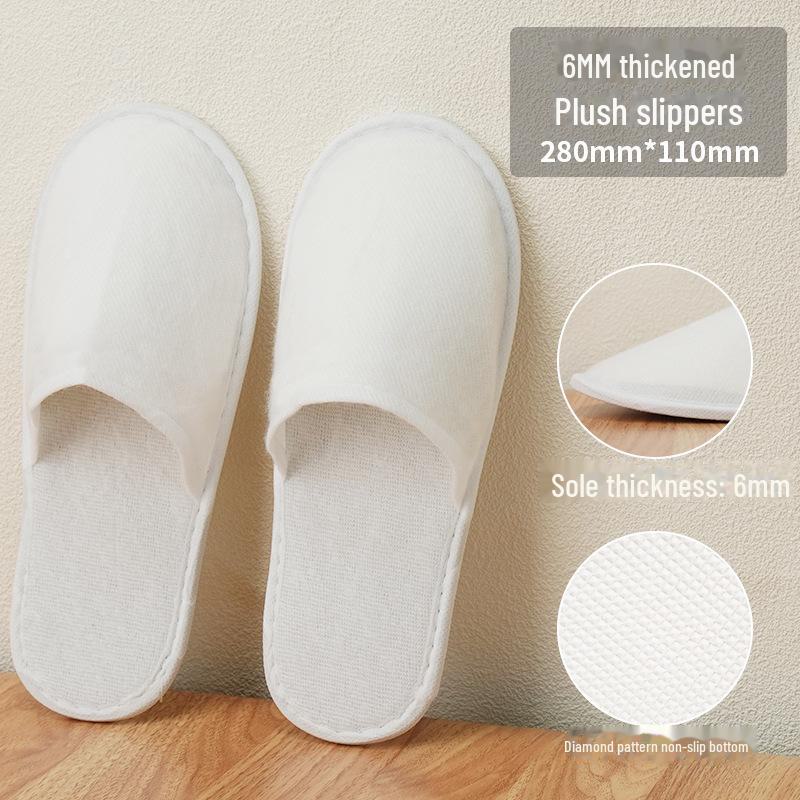 Thickened Non-Slip Disposable Slippers for Hotels, B&Bs, Beauty Salons, Home Hospitality - Cotton & Linen, Breathable