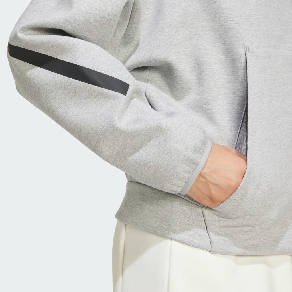 Adidas ЗНЕ. FW24 Узор логотипа с капюшоном и застежкой-молнией Женская куртка серая JD9593