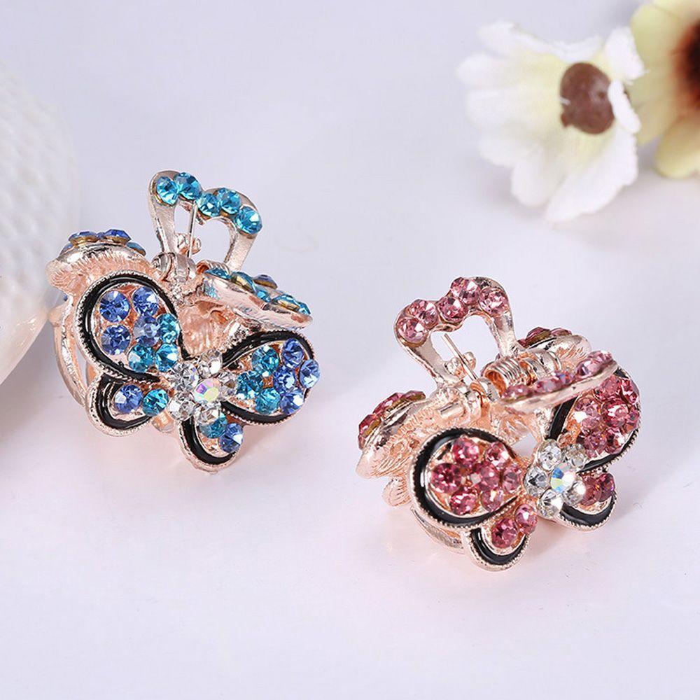 Fashion Women Gifts Crystal Rhinestone Claw Barrette Hair Clip Claw Mini Butterfly Hairpins