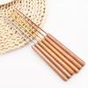16Pcs Brown Gold Dinnerware Set Imitation Wooden Handle Cutlery Set Chopsticks Knife Fork Spoon Tableware Set Korean Flatware
