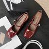 Summer, Spring and Autumn, One-word with High Heels, Mary Jane Shoes, Patent Leather, Square Head, Thick Heels, Single Shoes for Women