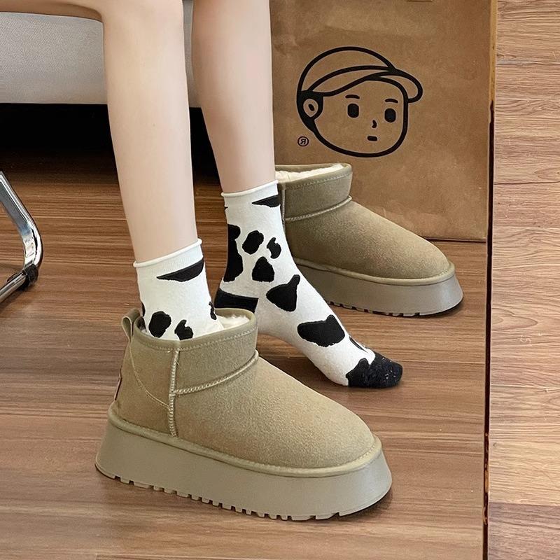 Новые зимние сапоги женские осенне-зимние на толстой подошве, с интегрированным флисом, утолщенные, холодостойкие, короткие, теплые хлопковые ботинки
