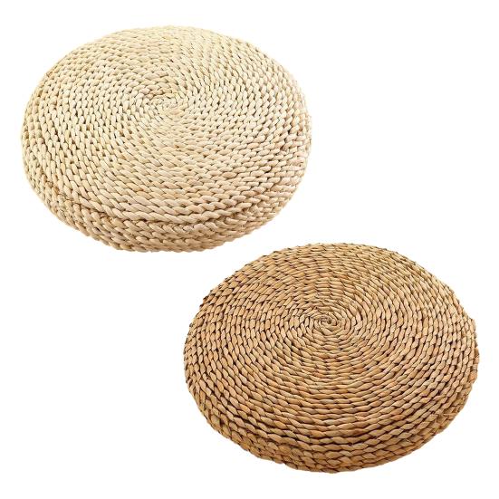 Handcrafted Straw Sitting Cushion Handwoven Padded Round Seat Cushion Cushion Rustic Japanese Style for Tatami Meditation