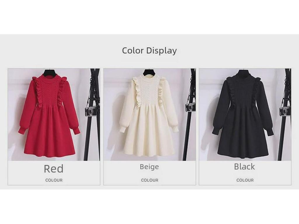 Stylish Long-Sleeve Knitted Princess Dress for Girls - Spring, Autumn, Winter
