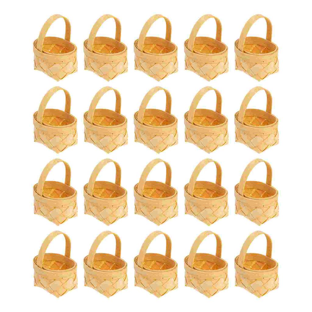 20 Pcs Mini Baskets Woven Candy Baskets Wooden Material Safe Kids Practical Storage Baskets Gifts Hamper Toys Playing House