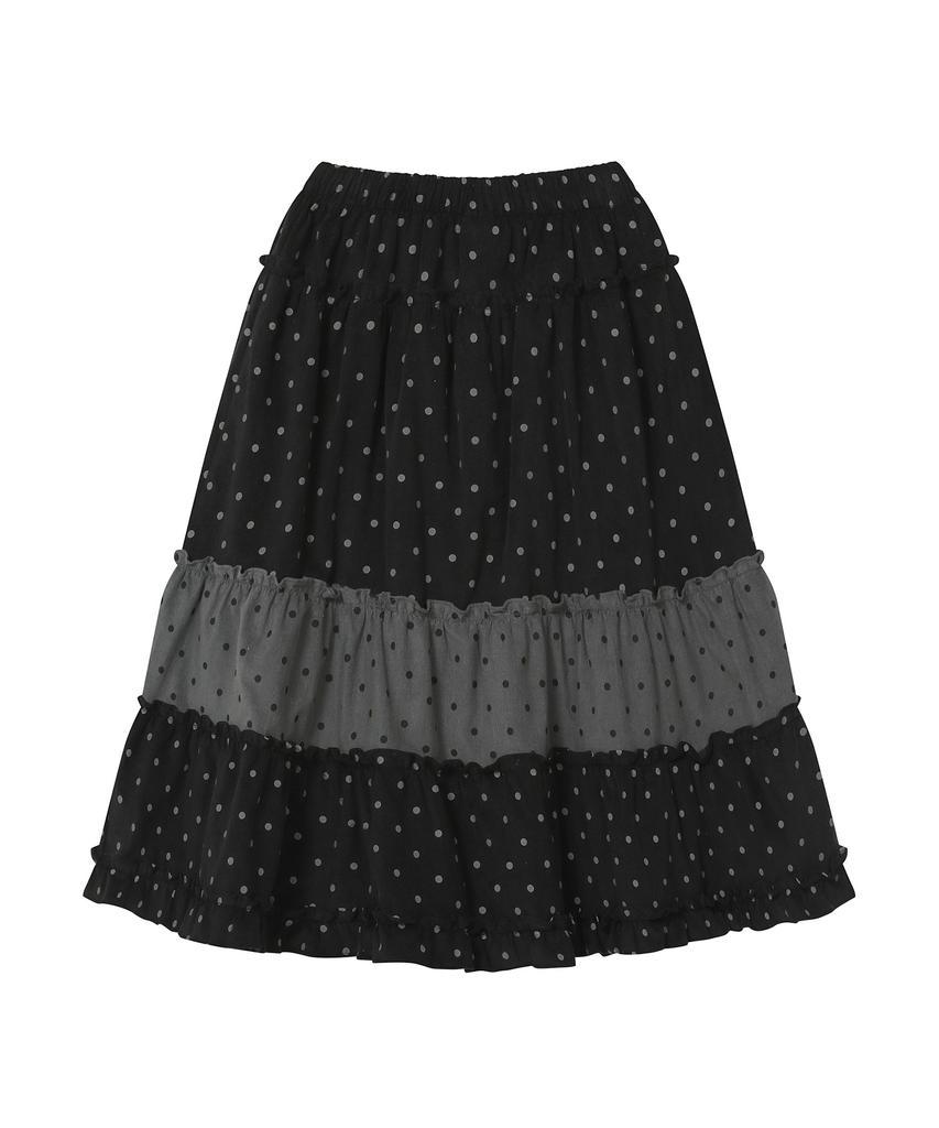 Baup Vintage Frill Skirt [Black Dots]